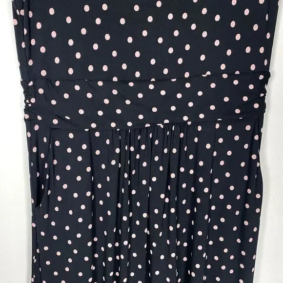 Boden Amelie Jersey Dress Polka Dot Black Pink Sz 10 petite 10P Office casual - Picture 5 of 11